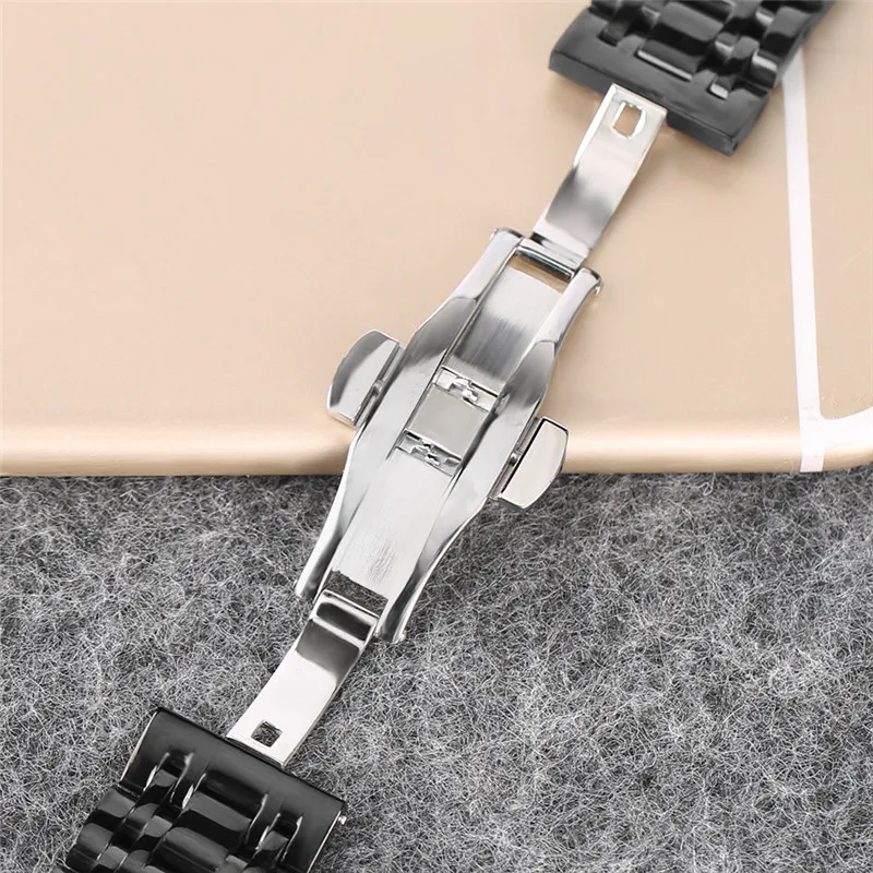 20mm 22mm Mens Luxury Black Golden Solid Stainless Steel Watch Band Bracelet Folding Buckle High Quality Wrist Strap + 2 Spring Bars YISUYA (8)