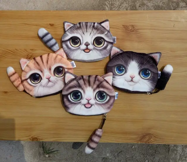 Кошелек для мелочи с кошкой и хвостом детский бумажник симпатичная сумочка