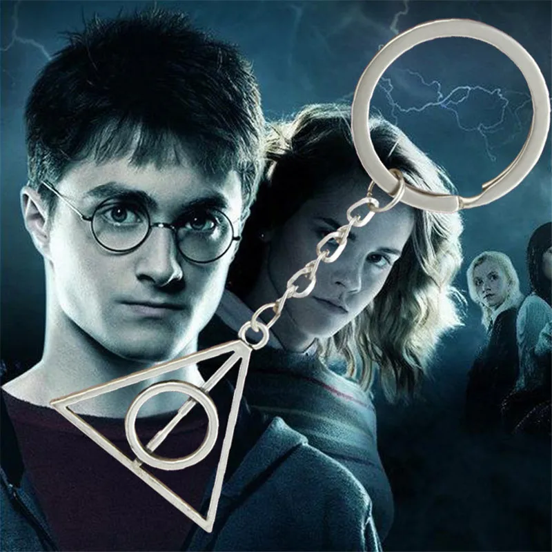 

Unisex Accessories Harry Potter Luna and the Deathly Hallows Keyring Retro Triangle Key Holder Purse Bag For Car Gift KeyChains