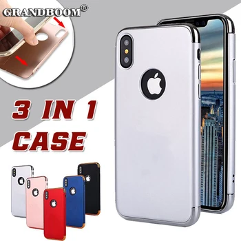 

20pcs Luxury Hard Plastic PC Back Cases For iPhone XS Max XR X 8 7 Plus 6 6S SE 5 5S Gold Plating Hybrid 3in1 Protection Cover