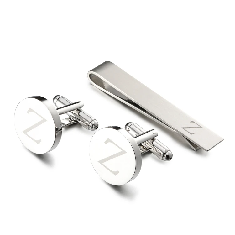 LEPTON Alphabet Cufflinks & Tie Clip Set for Men - Elegant Wedding & Business Accessory