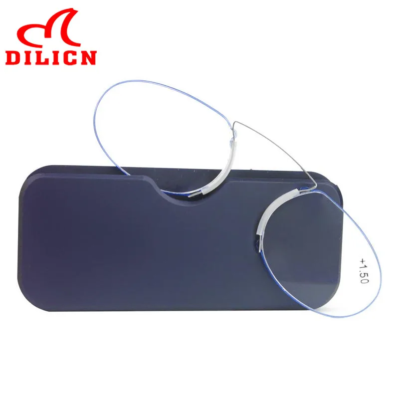 Зажим для носа на очках для чтения мини-складной Pince Nez пресбиопические очки металлическая рамка Лупа SOS кошелек ридер с чехлом 1,5