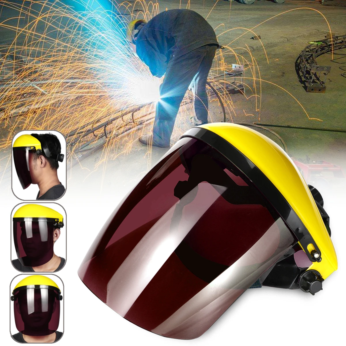 

Full Visor Safety Workwear Eye Protection Tool Clear Adjustable Face Mask Shield Gray/Black/Green/Brown Protective Flip-up Visor