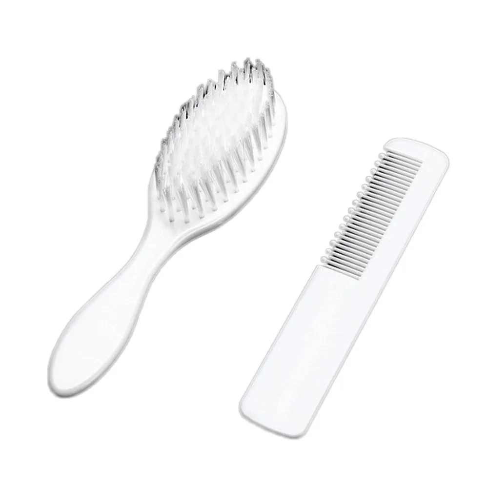 Baby Hairbrush Newborn Hair Brush Infant Comb Head Massager 2Pcs - Color: White