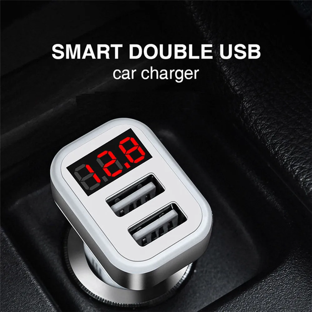Двойной USB 4.8A автомобильное зарядное устройство адаптер с светодиодный дисплей Быстрая Адаптивная Зарядка для iPhone для samsung Galaxy