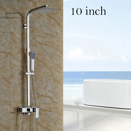 Хром 8/10/1" настенное крепление ливневый душ на открытом воздухе кран Ванная комната с одной ручкой ванны полный набор для душа Смесители - Цвет: 10 Inch Style