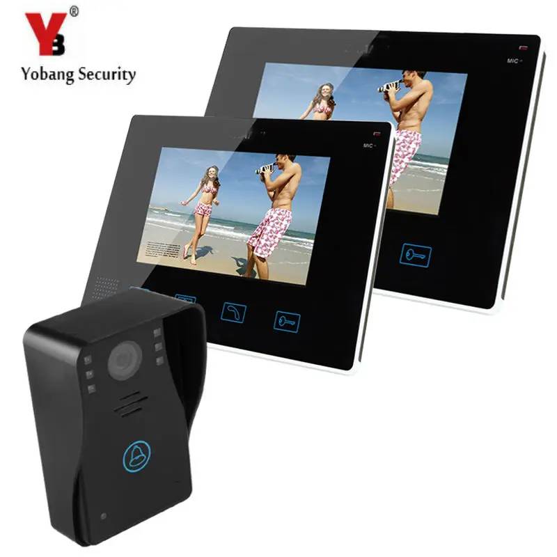 

YobangSecurity Video Door Intercom Entry System 2.4G 9" TFT Wireless Video Door Phone Doorbell Home Security 1 Camera 2 Monitor