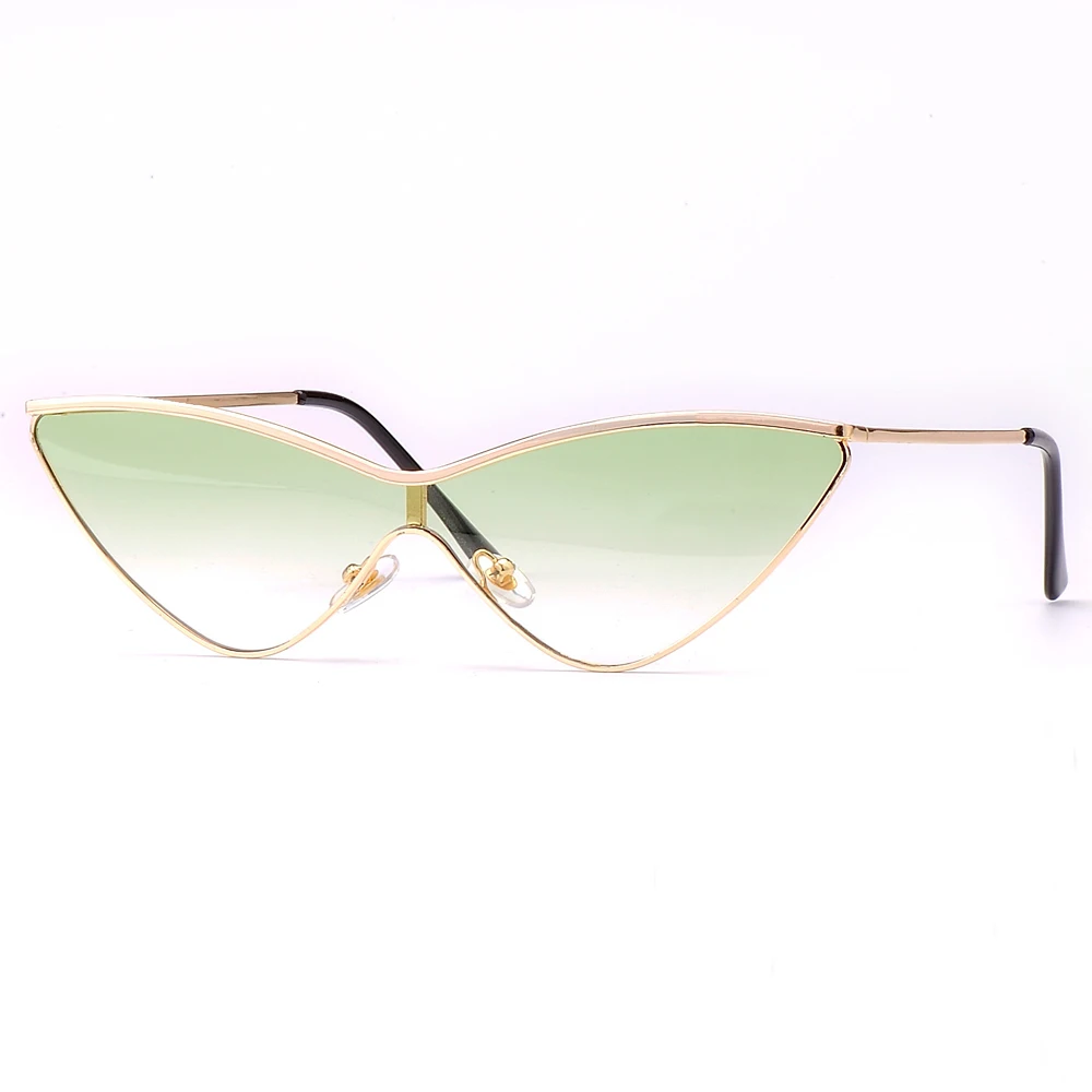 Металлическая оправа кошачий глаз солнцезащитные очки для мужчин и женщин Модные Оттенки UV400 Винтажные Очки 45373 - Цвет линз: Gradient Green