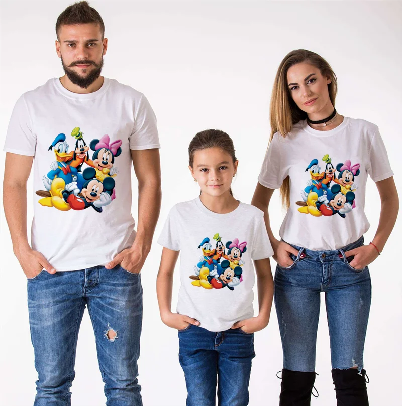 Семейная Футболка с принтом «мышь Дональд»; Семейные комплекты; платье для дня рождения с принтом «мышь Дональд»; рубашка; одежда «Мама и я»; футболка с уткой «Дональд»