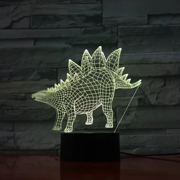 

Dinosaur 3D Night light LED 7 Colors Table Lamp engraved acrylic Crafts Home Bulb Children's bedroom lighting Bedside Veilleuses