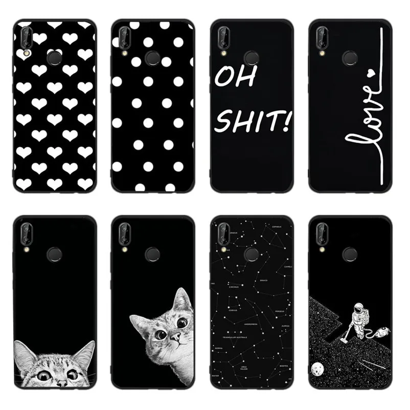 For Funda Huawei P20 Lite Case Silicon Black Cover Phone