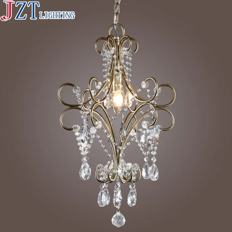 

American Rural Retro Iron Crystal Pendant Light 3*E14 Max Bulbs Dia45cm * Height 53cm Bedroom Aisle Porch Restaurant Small Lamp