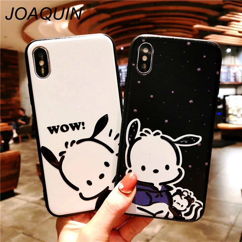 cute cartoon animals Rabbit phone case for iPhone 11 11pro 8 7 6 6S Plus X XR XS MAX Coque Shell relief black couple |