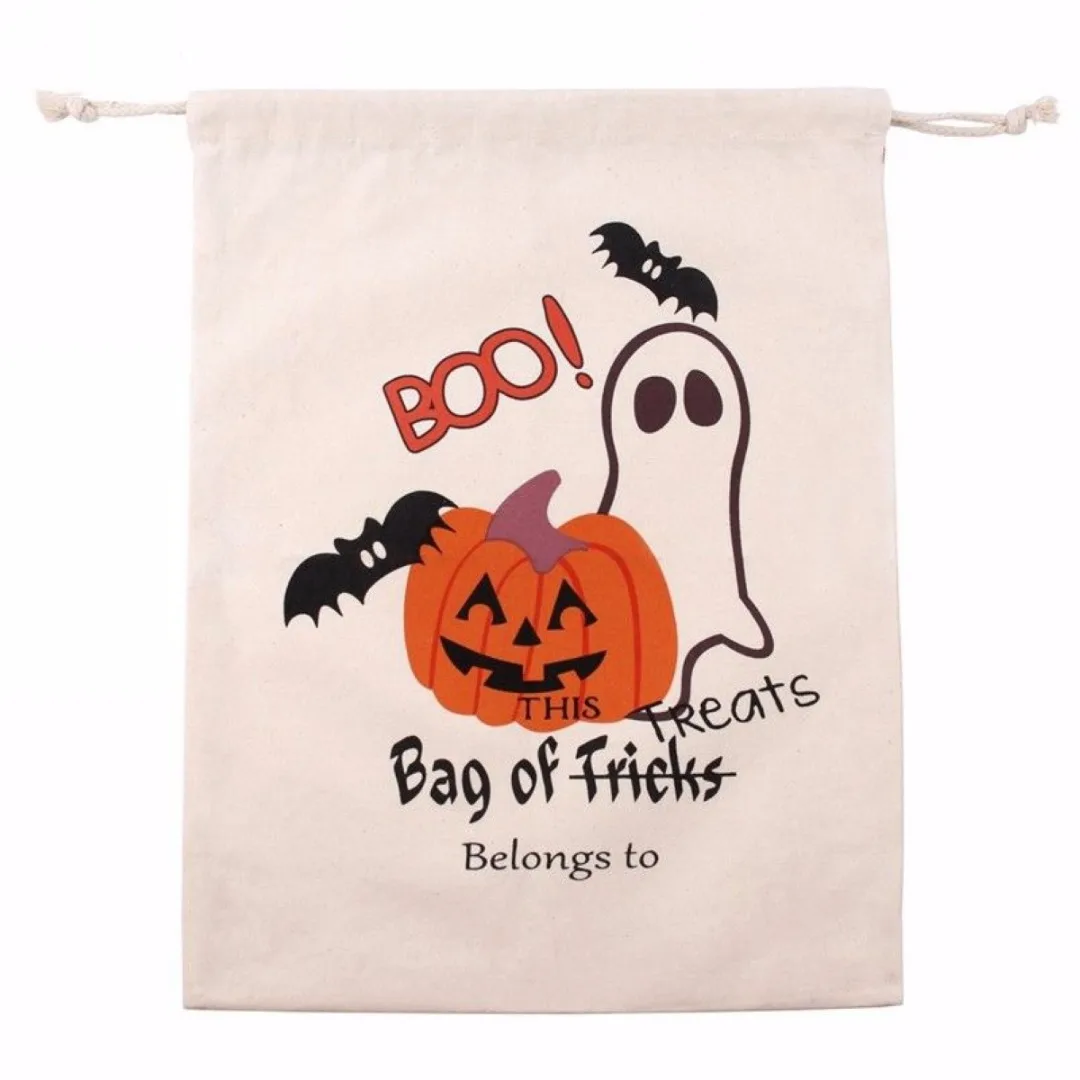 1pc Halloween Pumpkin Spider Canvas Bag Beam Port Drawstring Sack Candy Gift Bag New