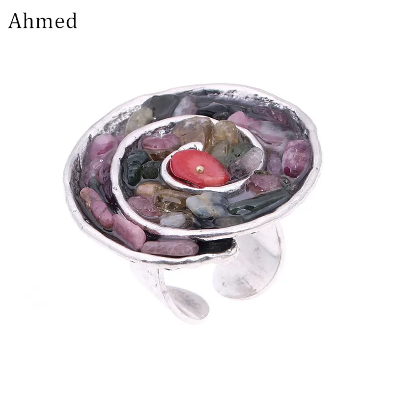 

Ahmed Retro Palace Fashion Personality Round Alloy Opening Ring for Women Jewelry New Design Adjustable Rings Finger Ornament