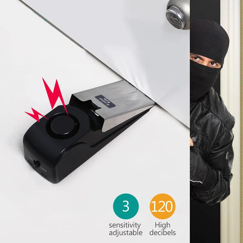 

Security Door Stop Home Wedge Wireless Vibration Triggered Door Stopper Security System Alert Alarm Block Blocking System
