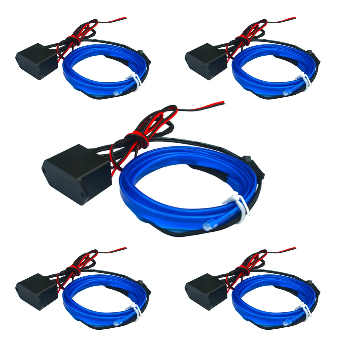 

jiawen 5pcs/lot Neon Light El Wire Glowing Strobing Electroluminescent Wire El Wire For Party Decoration (DC 12V)