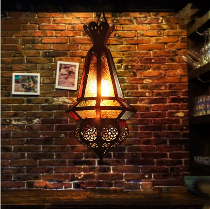 Metal Hollow Colorful Glass LED Pendant Lights Hanglamp Creative Fixtures For Cafe Bar Dinning Home Lightings Lamparas Colgantes