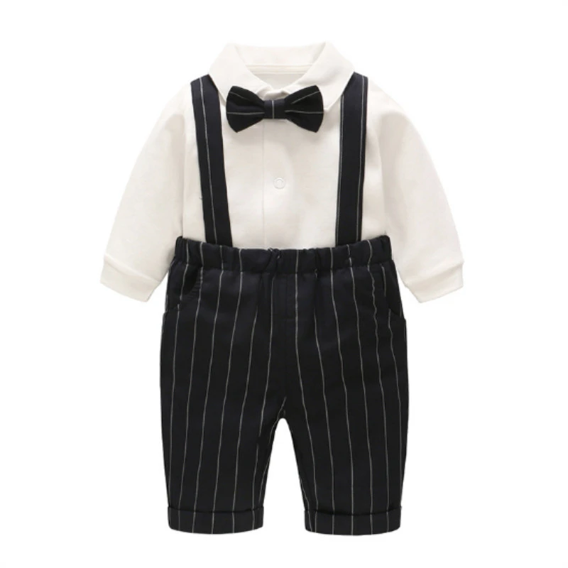 Nouveau Garcon Bebe Chemise Noeud Papillon Bavoir Trois Pieces Costume Adapte Pour 6 Mois A 3 Ans Bebe Beau Gentleman Garcon Vetements Aliexpress