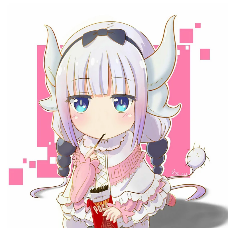 Cosworld Miss Kobayashi's Dragon Maid Kamui Kanna Gradient Purple Cosplay Full Wig Horns Headdress Accessories (5)