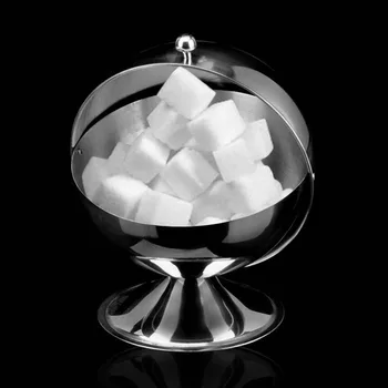 

Stainless Steel Kitchen Spherical Sugar Bowl Seasoning Bottle Spice Tank Can Flip