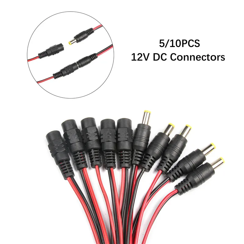

5/10Pcs 12V DC Connectors Male Female Jack Cable Adapter Plug Power Supply 26cm Length For LED Strip Light CCTV Camera