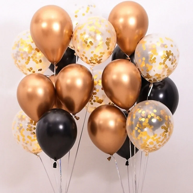 

15PCS SliverMetallic Gold Balloons Birthday Party Decoration Metal Balloon Confetti Air Ball Birthday Ballon Party Decor Baloon
