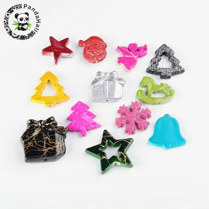 Mixed Christmas Style Acrylic Bead Spray Painted Acrylic ...