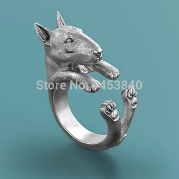 

Wholesale Bull Terrier Jewelry Plating Silver Cuddle Ring Great for all the Dog,PitBull Puppy and Pet bull Lovers 12pcs/lot