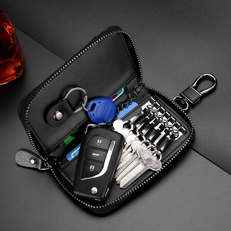 Genuine Leather KeyChain Unisex Key Bag Multifunction Organizer Wallet Holder Smart Housekeeper Car Small Key Case Keys Pouch