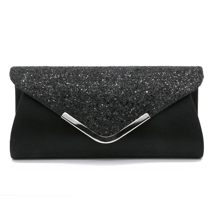 Fashion Lady Women Glitter Clutch Wallet Long Evening Wedding Prom Purse Handbag - Цвет: Черный