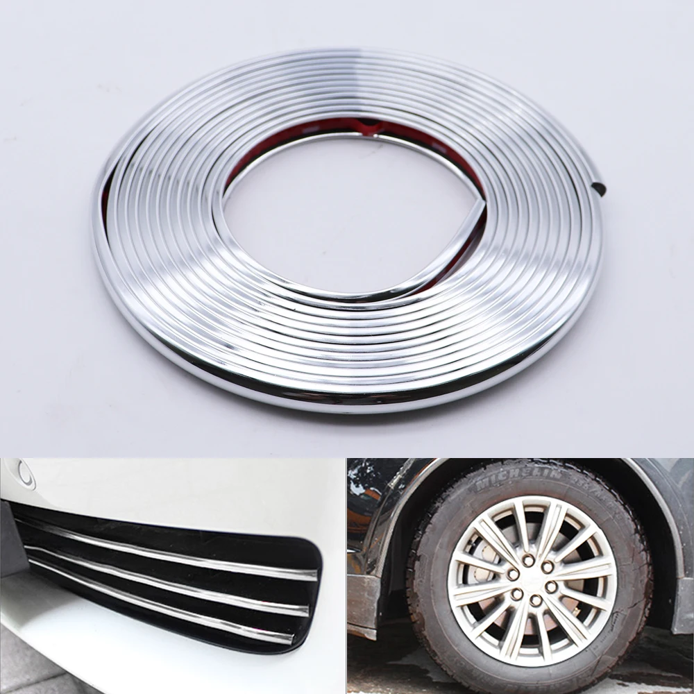 

4M/8M Car Styling Bumper Moulding Trim Strip Wheel Hub Protection Adhesive Grille Impact Silver Decorative Strip Car Accessories
