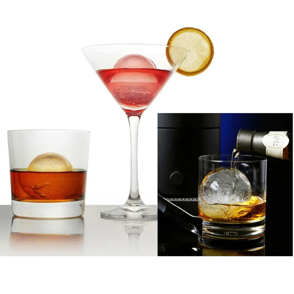 Muffa della Sfera di Ghiaccio del Whisky Stampo Rotondo per Hockey su Ghiaccio Stampo per Palline di Ghiaccio con Piccolo Imbuto per Whisky Cocktail Drink Gin 4,5 cm di Diametro