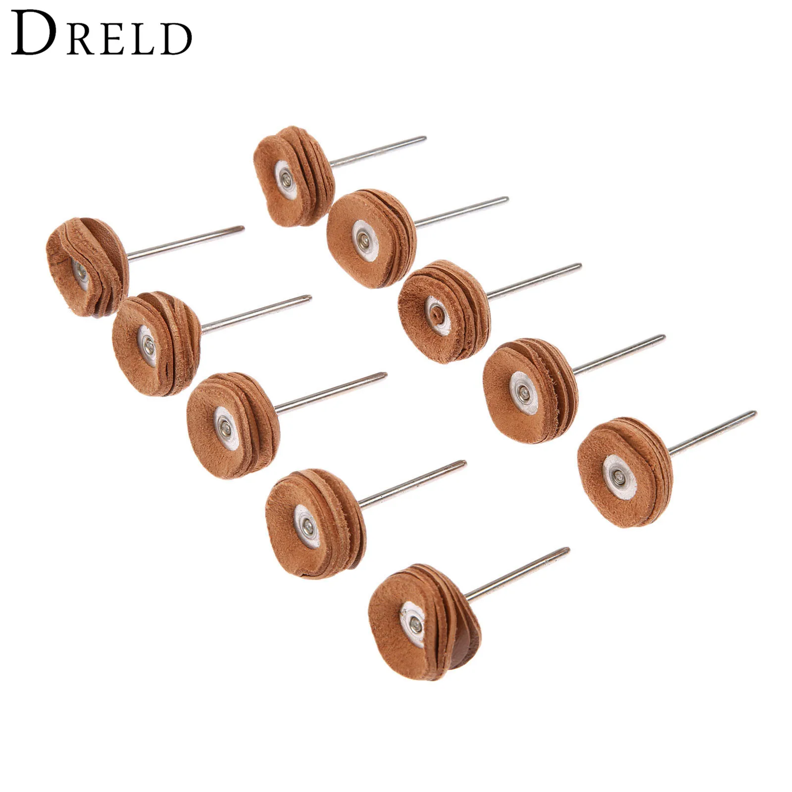 DRELD 10Pcs Dremel Accessories 22mm Leather Polishing Buffing Wheels