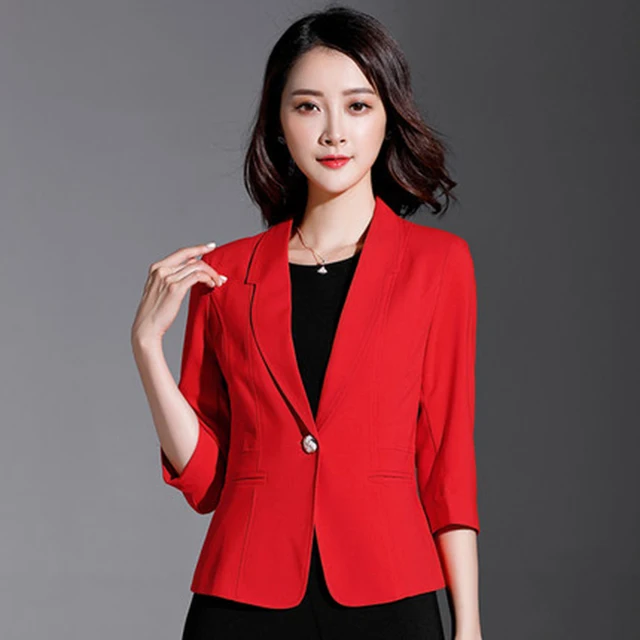 2017 casual women blazers plus size high quality business jackets red blazer plus size