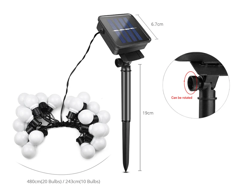 2,5 м/5 м 10/20 светодиодов, солнечный светильник, гирлянда, сказочный шар, лампа, шар, Солнечная лампа для улицы, патио, дома, сада, украшения для рождественской вечеринки
