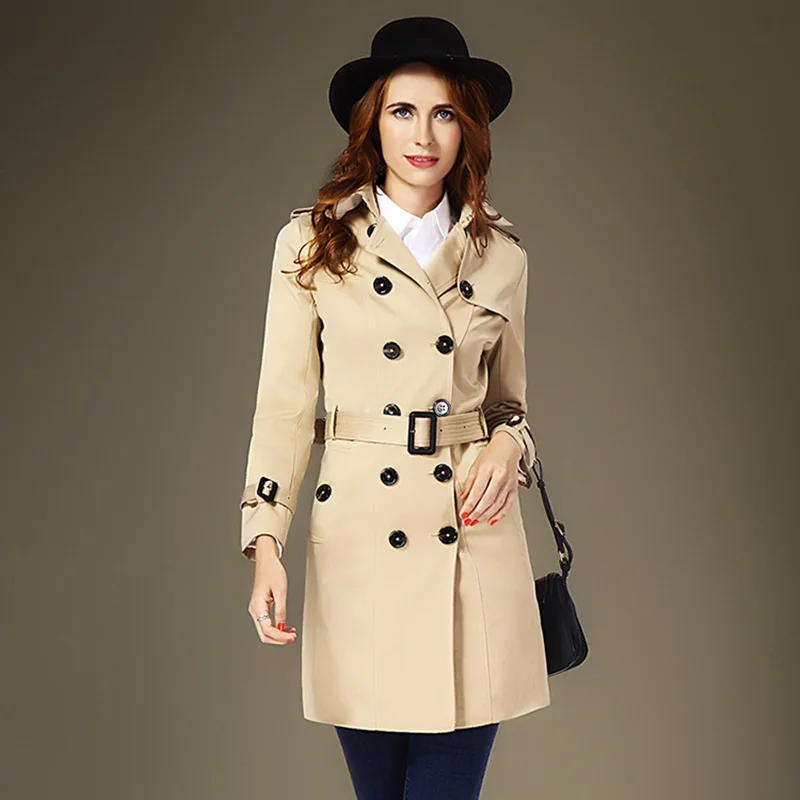 2018 British Trench Coat New Autumn Woman Classic Double Breasted ...