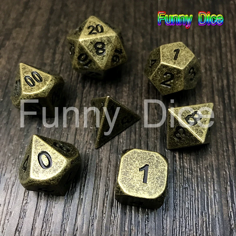 Одежда высшего качества горячего металла Dice 7 Набор кубиков D4 D6 D8 D10 D % D12 D20 для