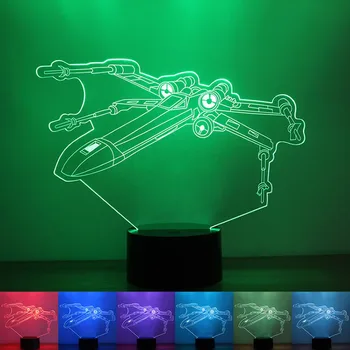 

2017 Kingneonlux LED Night Lamp fighter 3D creative colorful night light button type home bedroom USB power supply led lights