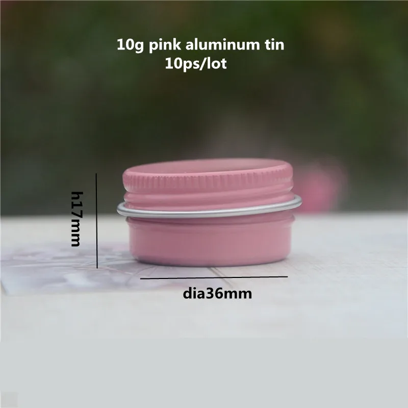 10 ps جودة عالية 10g الوردي فارغة الألومنيوم وعاء الجرار التجميل الحاويات مع غطاء كريم عين بلسم الشعر القصدير معدنية التجميل