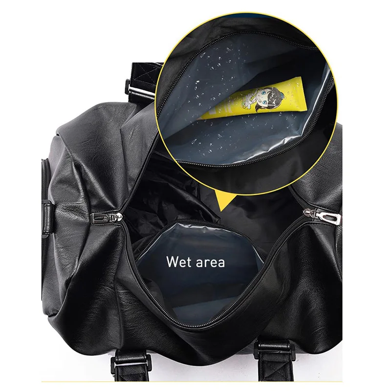 Dry Wet PU Leather Gym Bag Outdoor Travel Handbag For Women Men Waterproof Fitness Training Simming SPorts Shoulder Bags XA170D 5