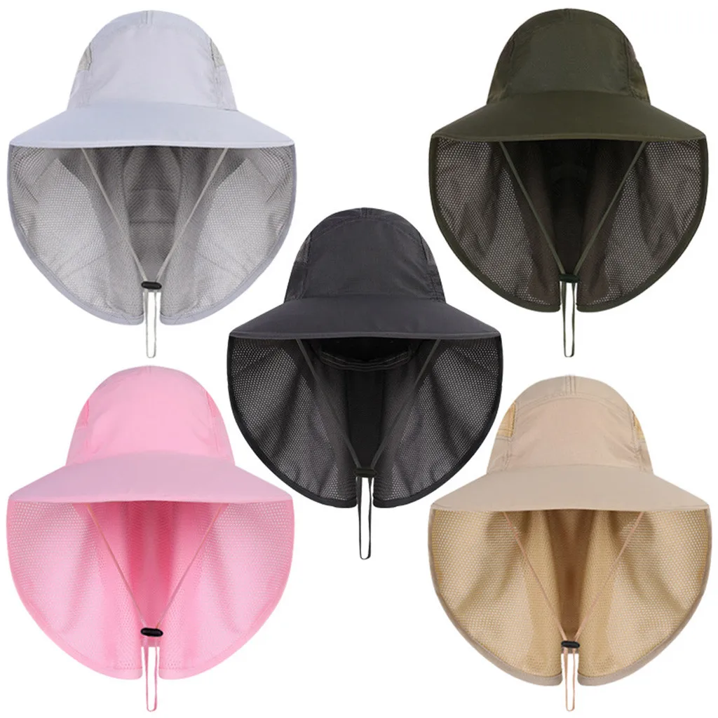 

Summer Fishing Hat Man Women Outdoor Sport Hiking Visor Hat UV Protection Sun Protection Hat Wide Brim Face Flap Cover Cap L0402