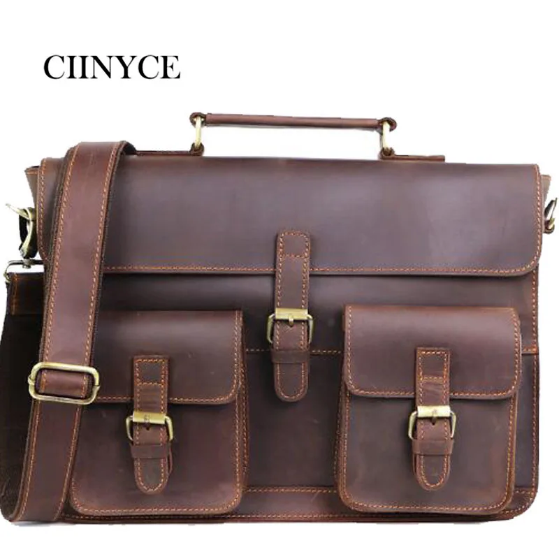 

Cow Genuine Leather Nature Skin Shoulder Versatile Casual Crazy Horse Handbag Men Messenger Bag Business Totes Laptop Briefcase