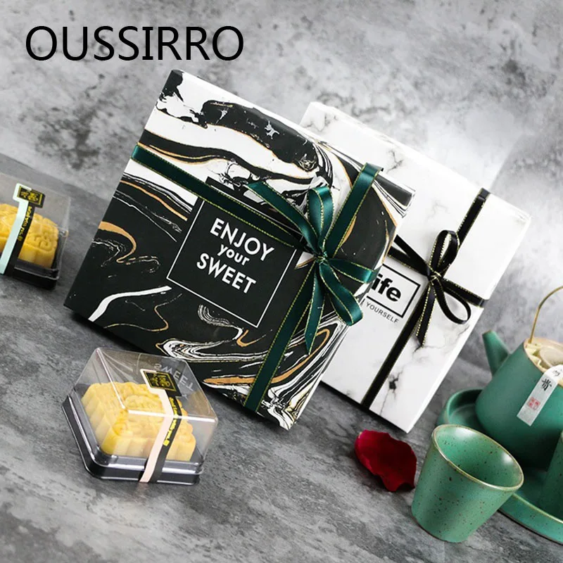 

Black Marble Baking Box Wedding Candy Box Gift Bag Paper Gift Box Chocolate Boxes Cookies Bag Women's Cake Gift Biscuits Food