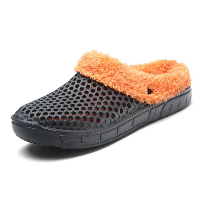 Women and Men Urban Cozy Soft Skid-proof Fleece Plush Indoor Slipper Men Winter Slippers Cotton Slippers Crock - Цвет: Grey