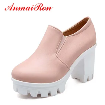 

ANMAIRON Women Shoes Sanglaide Spring Casual High Heels Shoes Sexy Platform Square Heel Pumps Shoes Women Big Size34 43 Pumps