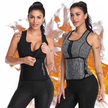 

Womens Neoprene Slimming Vest Waist Trainer Vest with Adjustable Waist Trimmer Zipper Belt Tummy Control Weight Loss Shapewear