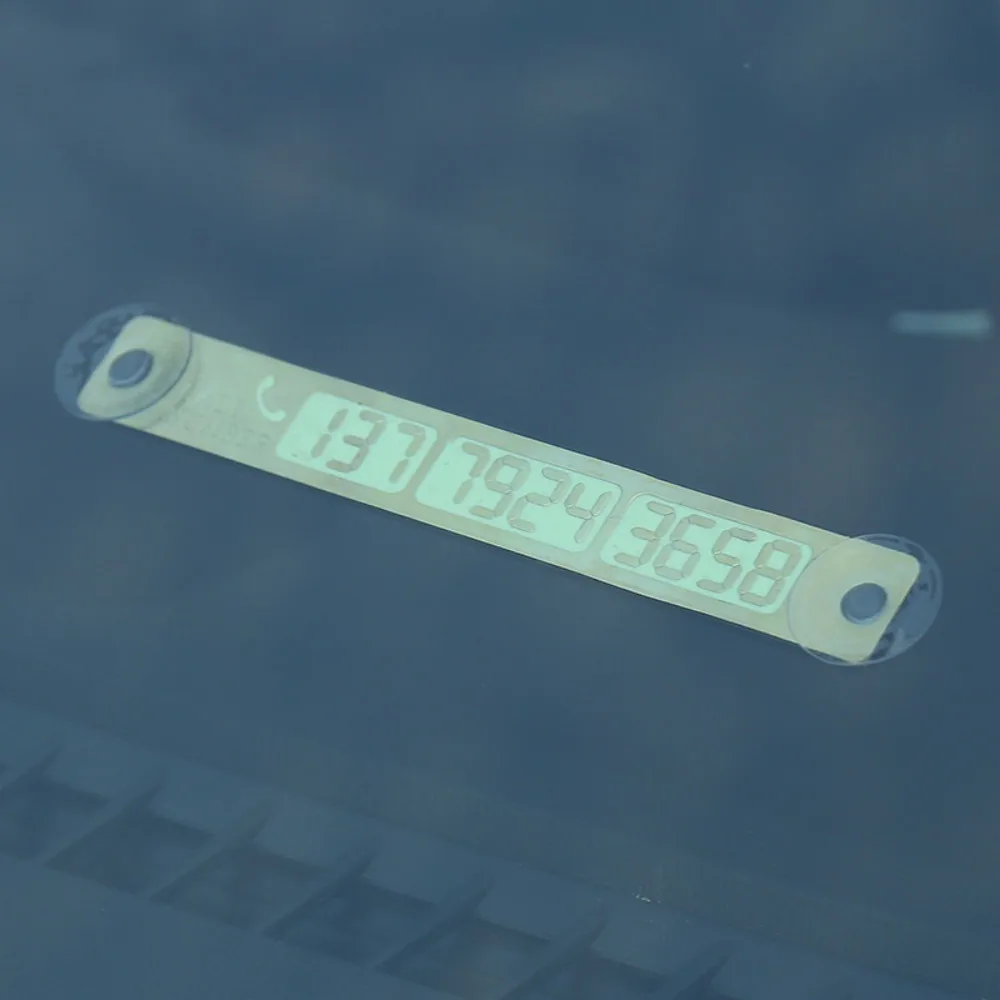 

Car Temporary Parking Card Luminous Calling Phone Number Cards with Sucker Plate