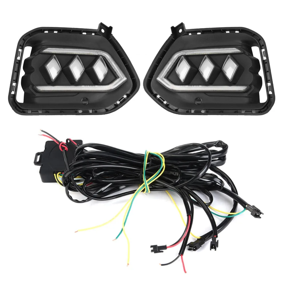 

1Pair 12V Car Daytime Running Light Turn Signal 3-Color DRL LED Fog Lamp for Hyundai IX35 2018 Car DRL Fog Lamp Car Styling New