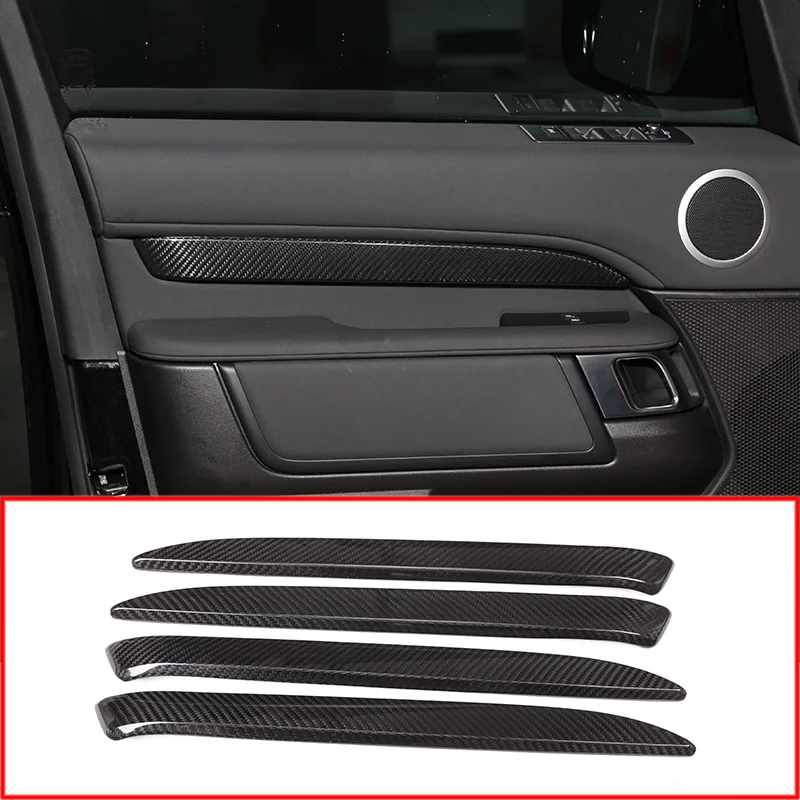 Real Carbon Fiber Car Interior Door Decoration Protector Strips Trim For Land Rover Discovery 5
